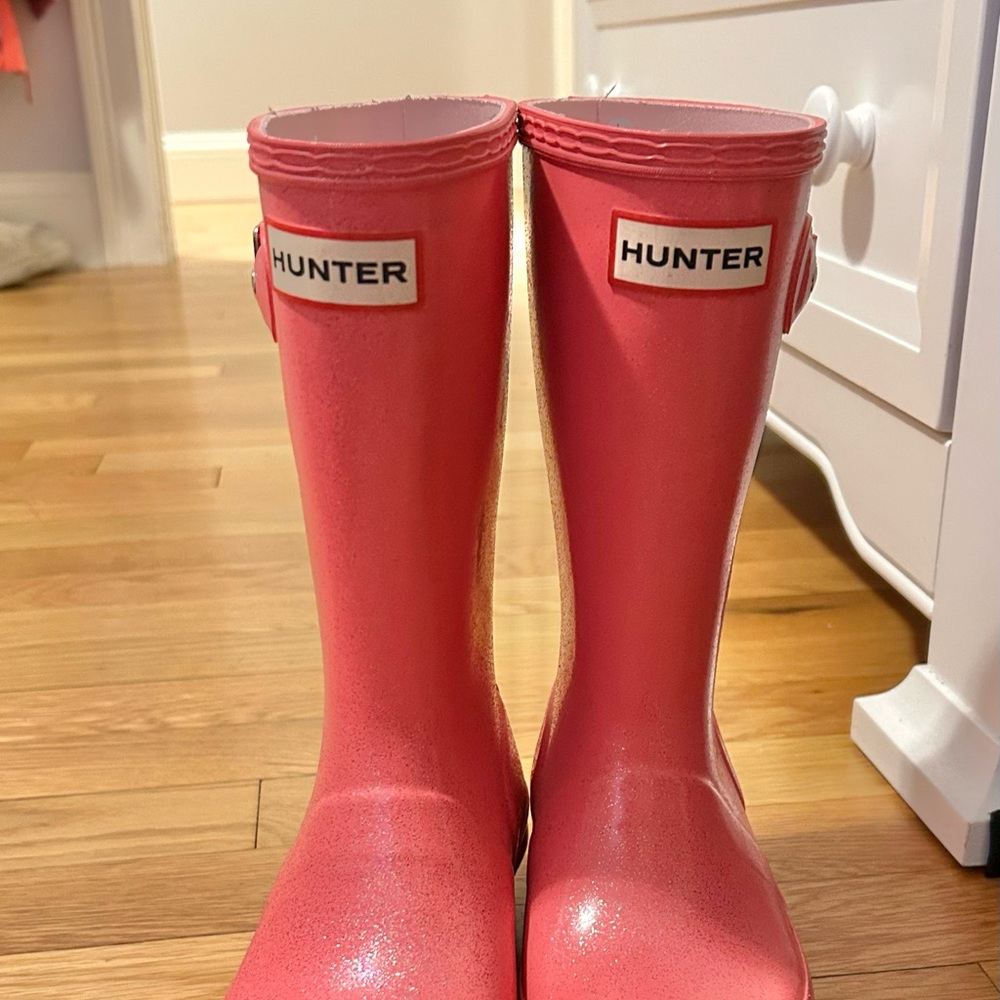 Hunter Pink Sparkle Rain Boots